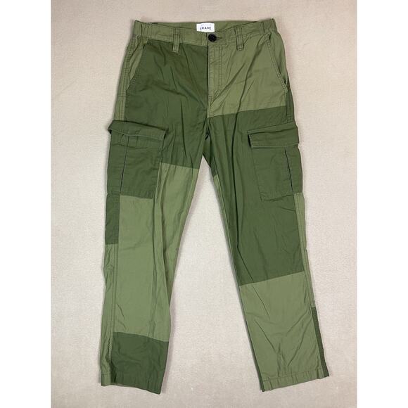 Frame Pants Mens 30 Rifle Green Tonal Patchwork Cargo Mid Rise Regular Fit - Picture 1 of 12